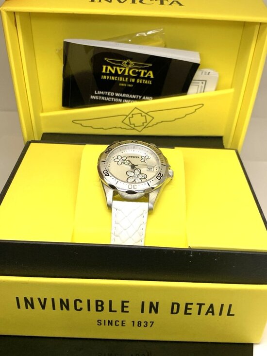 Invicta Women\'s Watch 12512 Angel Quartz Floral Dial White Leather Band 38mm main image 6